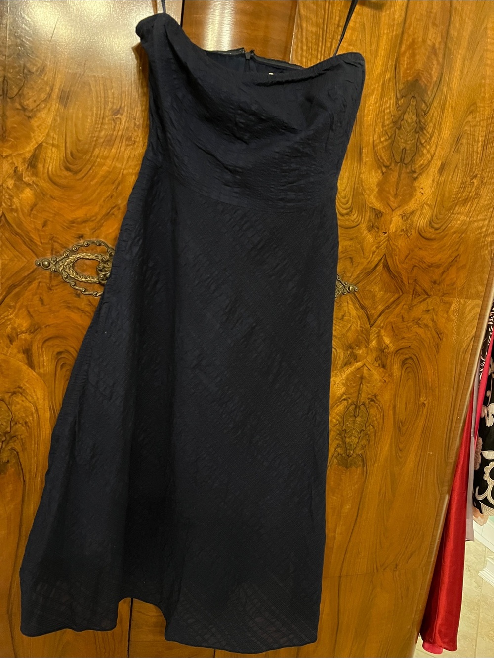 J. Crew Strapless  Seersucker Navy Dress Size 4